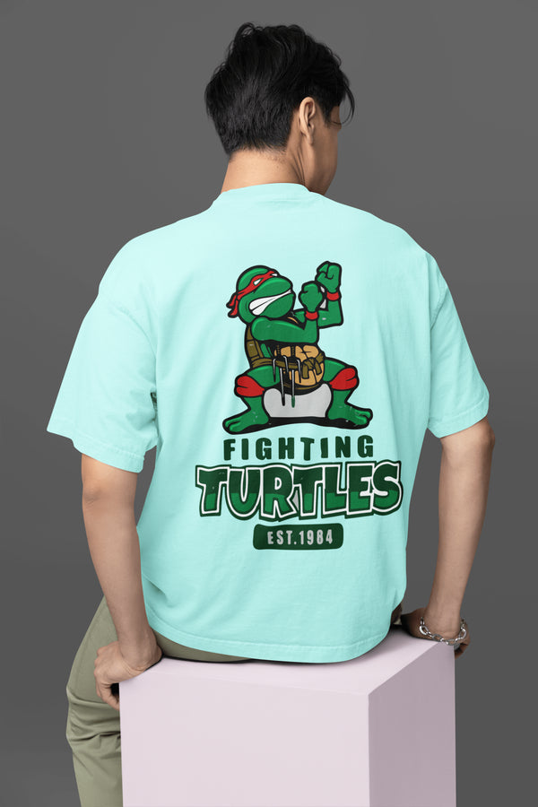 Mens Oversized Fighting Turtles Tshirt