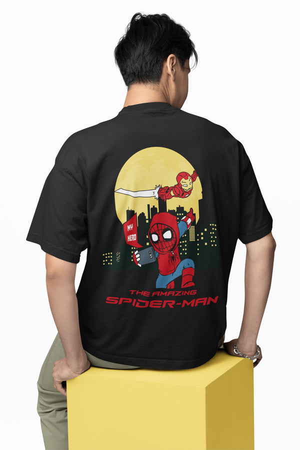Mens Oversized Hero Spiderman Tshirt