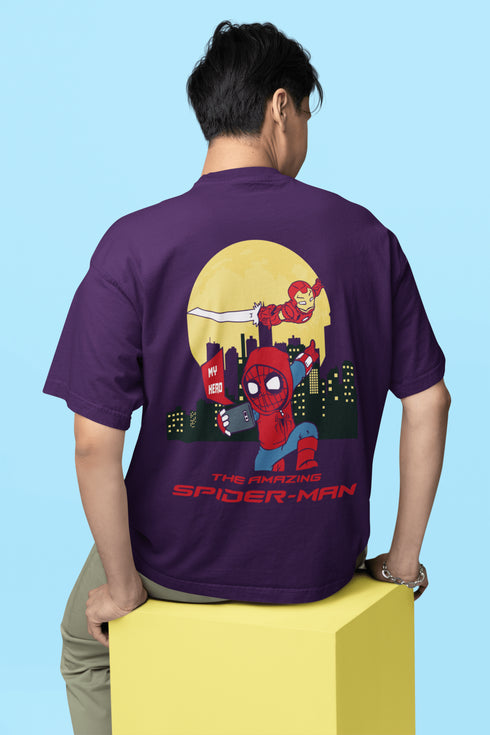 Mens Oversized Hero Spiderman Tshirt