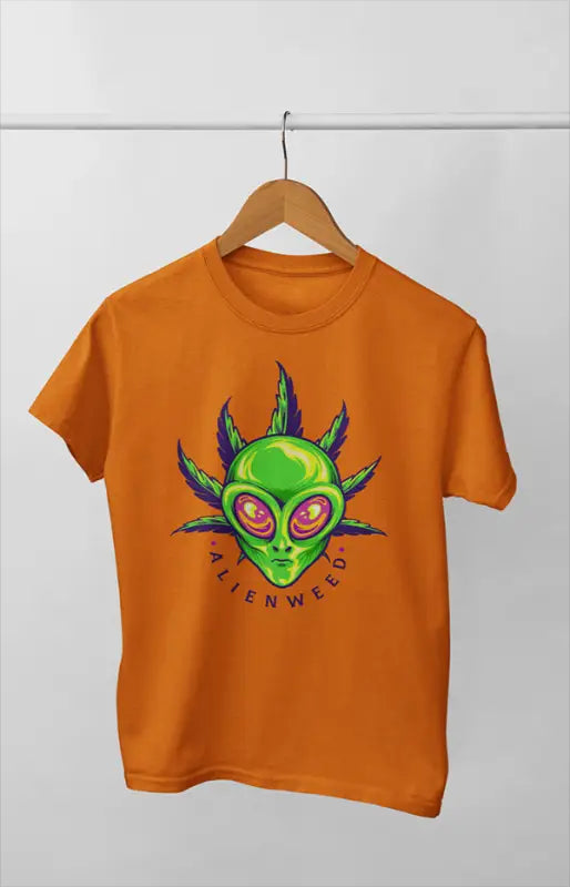 Alien looks seriously T-shirt orange color