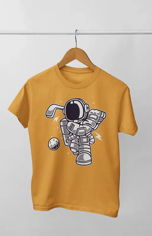 Astronaut playng golf t-shirt orange color