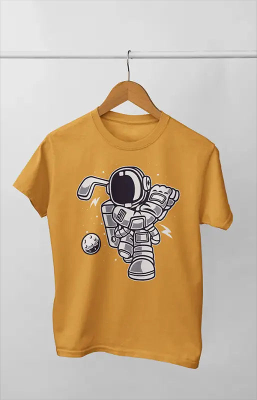 Astronaut playng golf t-shirt orange color