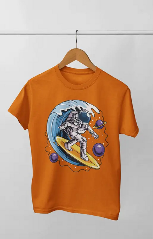Boy Round Neck Half Sleeve Astronaut14 - 24-35M / Orange