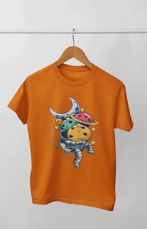 Boy Round Neck Half Sleeve Astronaut17 - 24-35M / Orange