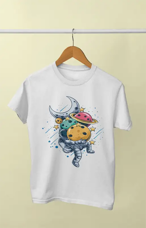 Boy Round Neck Half Sleeve Astronaut17 - 24-35M / White