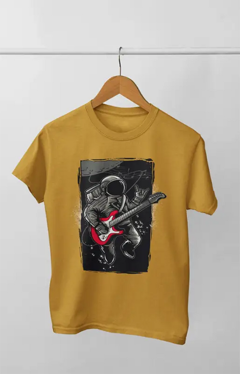 Boy Round Neck Half Sleeve Astronaut2 - 11Y / Mustard Yellow