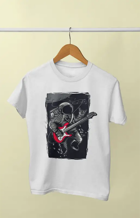 Boy Round Neck Half Sleeve Astronaut2 - 11Y / White