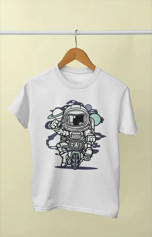 Boy Round Neck Half Sleeve Astronaut3 - 11Y / White