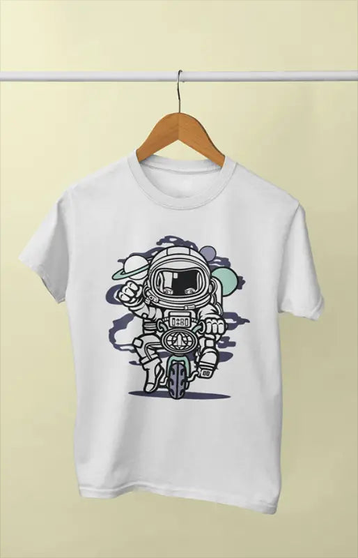 Boy Round Neck Half Sleeve Astronaut3 - 11Y / White