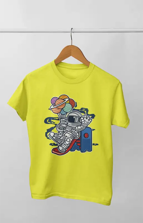 Boy Round Neck Half Sleeve Astronaut4 - 24-35M / New Yellow