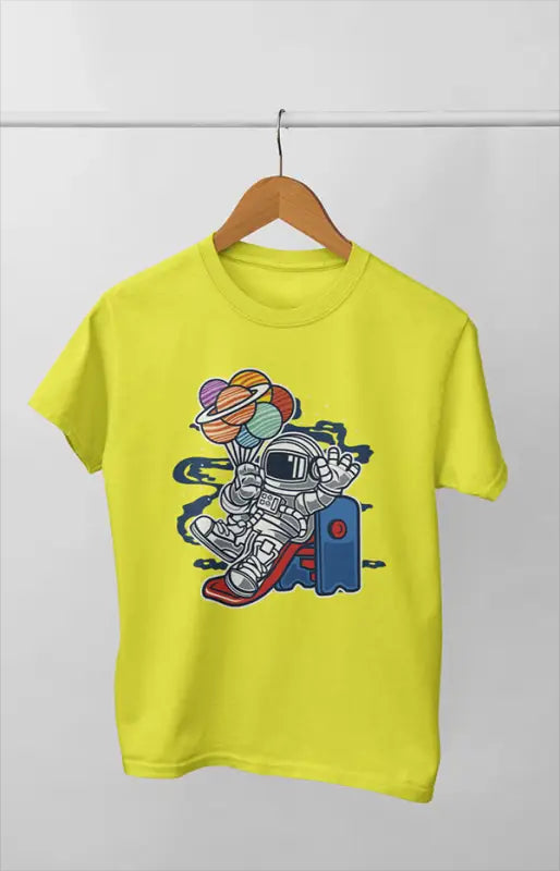 Boy Round Neck Half Sleeve Astronaut4 - 24-35M / New Yellow