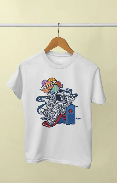 Boy Round Neck Half Sleeve Astronaut4 - 24-35M / White