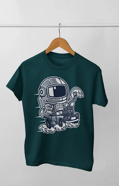 Boy Round Neck Half Sleeve Astronaut5 - 24-35M / Petrol Blue