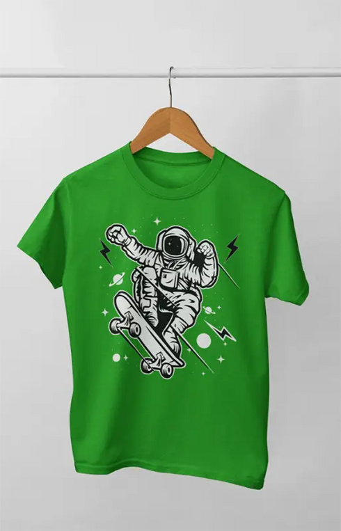 Boy Round Neck Half Sleeve Astronaut7 - 24-35M / Flat Green