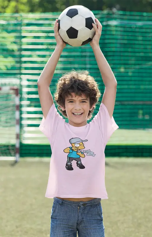 Boy Round Neck Half Sleeve BartsBankroll - Light Baby Pink / 24-35