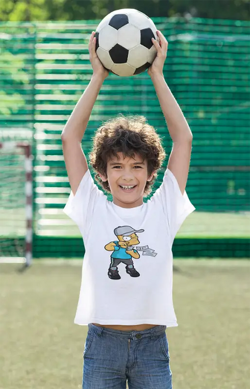 Boy Round Neck Half Sleeve BartsBankroll - White / 24-35