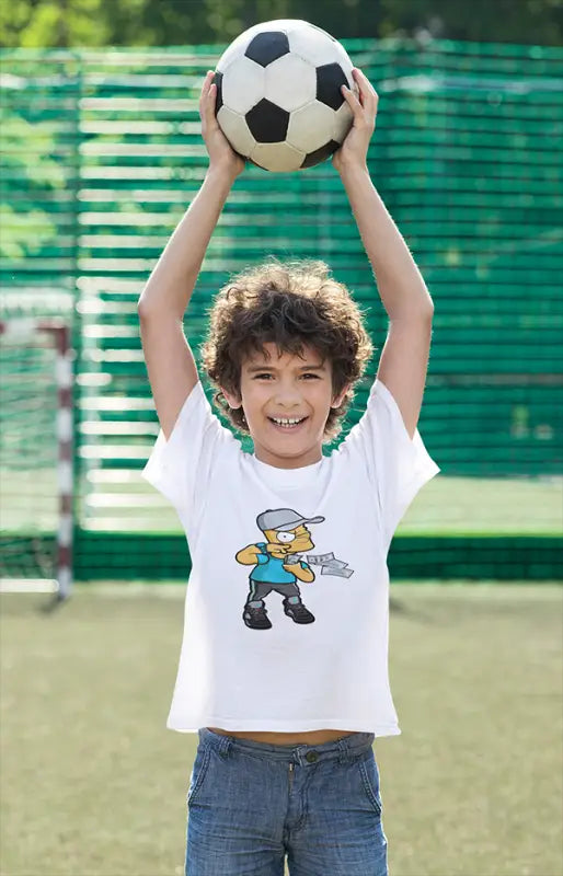 Boy Round Neck Half Sleeve BartsBankroll - White / 24-35