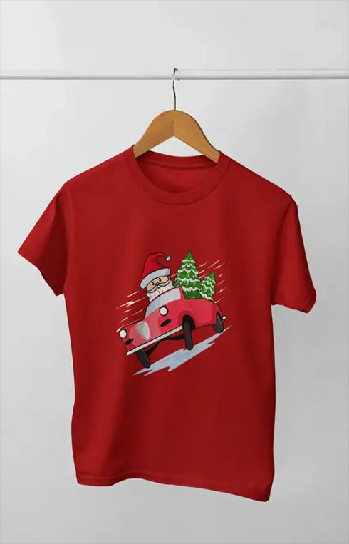 Boy Round Neck Half Sleeve Christmasfun11 - Red / 9Yrs