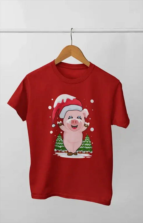 Boy Round Neck Half Sleeve Christmasfun20 - Red / 9Yrs