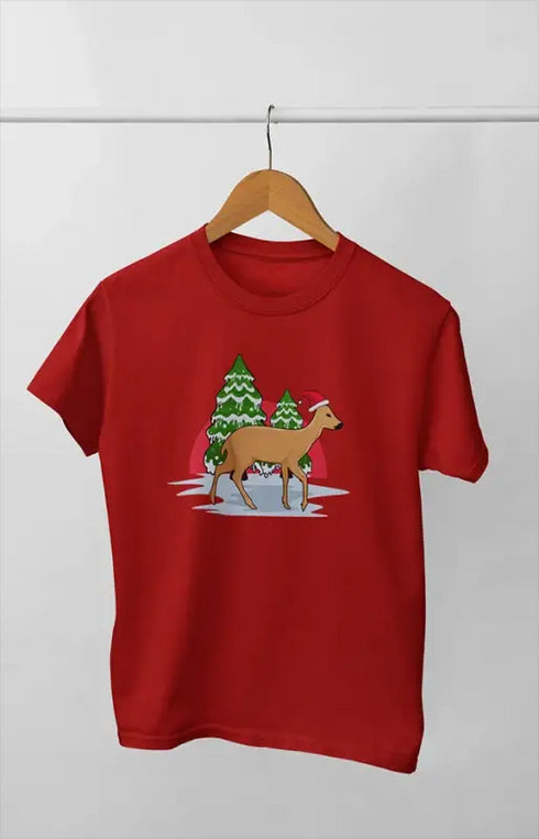 Boy Round Neck Half Sleeve Christmasfun7 - Red / 9Yrs