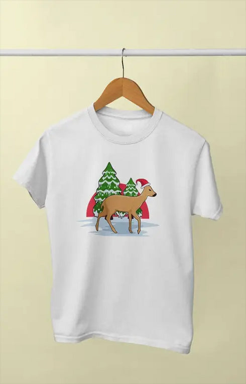 Boy Round Neck Half Sleeve Christmasfun7 - White / 9Yrs