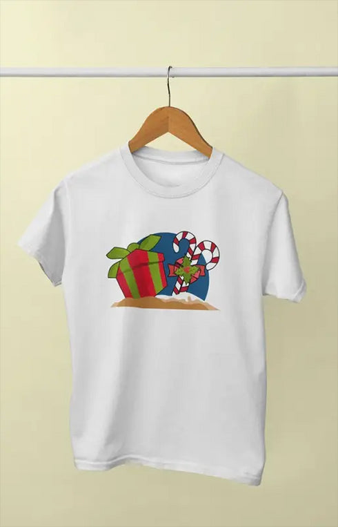 Boy Round Neck Half Sleeve Christmasfun8 - White / 5Yrs
