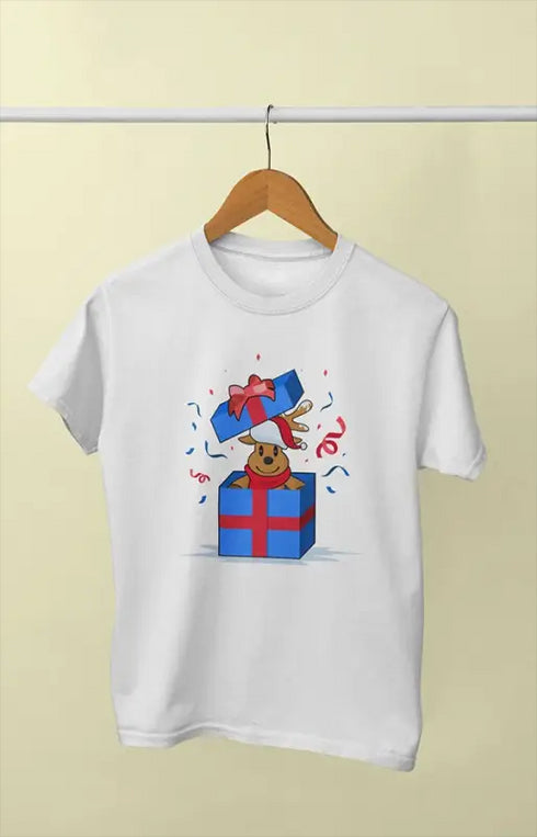 Boy Round Neck Half Sleeve Christmasfun9 - White / 5Yrs