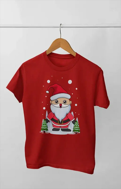Boy Round Neck Half Sleeve Christmasfun2 - Red / 9Yrs