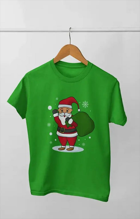 Boy Round Neck Half Sleeve Christmasfun12 - Flag Green / 9Yrs