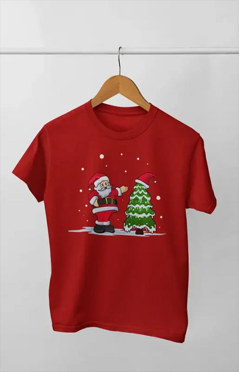 Boy Round Neck Half Sleeve Christmasfun16 - Red / 9Yrs