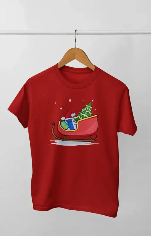Boy Round Neck Half Sleeve Christmasfun19 - Red / 9Yrs
