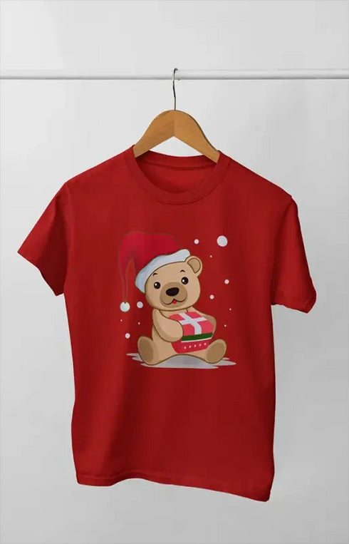 Boy Round Neck Half Sleeve Christmasfun15 - Red / 9Yrs