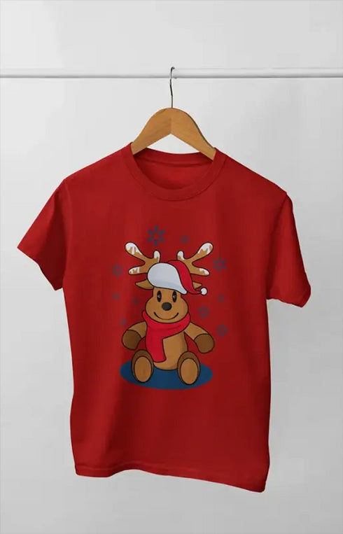 Boy Round Neck Half Sleeve Christmasfun6 - Red / 9Yrs