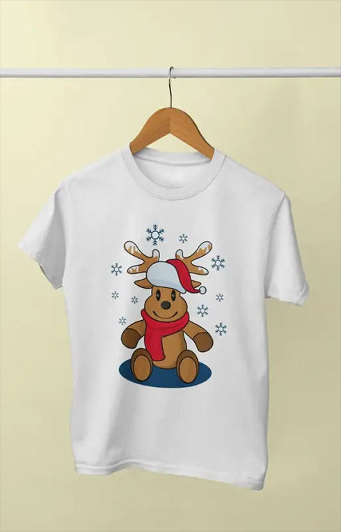 Boy Round Neck Half Sleeve Christmasfun6 - White / 9Yrs