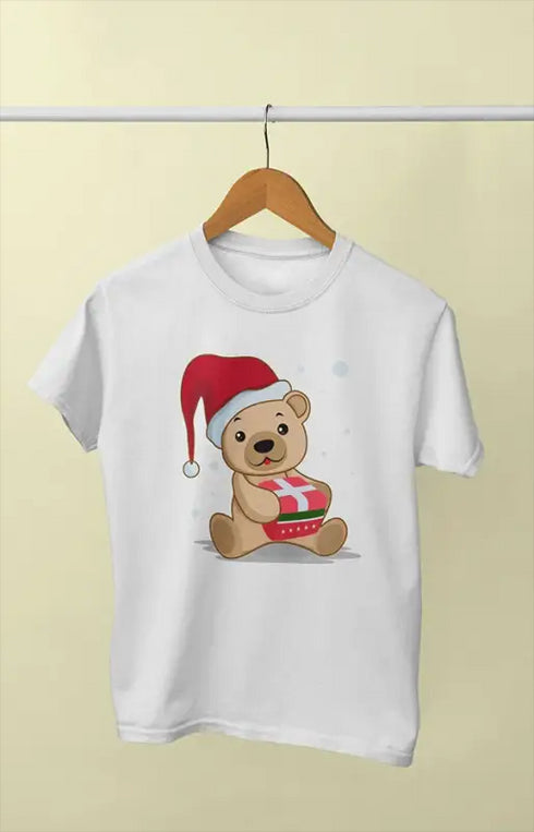 Boy Round Neck Half Sleeve Christmasfun15 - White / 9Yrs