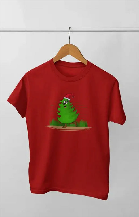 Boy Round Neck Half Sleeve Christmasfun21 - Red / 9Yrs
