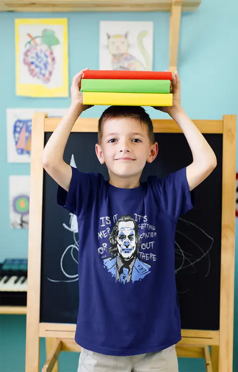 Boy Round Neck Half Sleeve ClownsFace - Royal Blue / 24-35