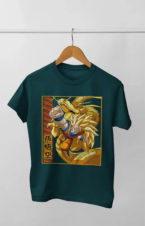 Boy Round Neck Half Sleeve DragonBall_Goku - 24-35M / Petrol Blue