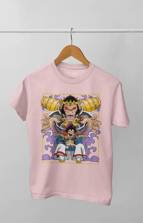 Boy Round Neck Half Sleeve DragonBall_ReyVegeta - 11Y / Light Pink