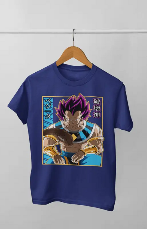 Boy Round Neck Half Sleeve DragonBall_VegetaHakaishin - 24-35M / Royal Blue