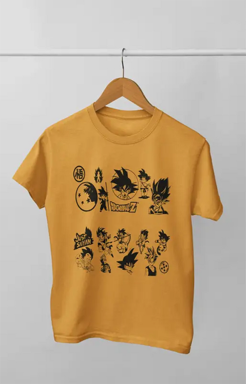 Boy Round Neck Half Sleeve Goku Multi - 24-35M / Golden Yellow