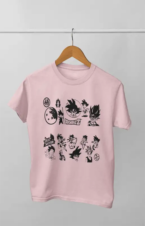 Boy Round Neck Half Sleeve Goku Multi - 24-35M / Light Pink