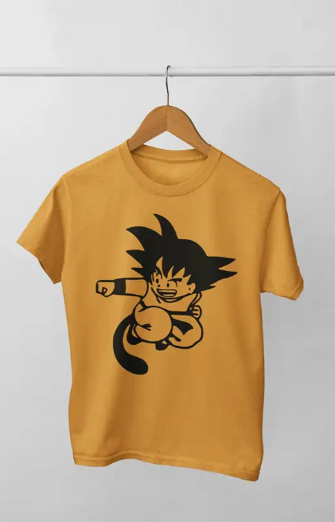 Boy Round Neck Half Sleeve GokuFight - 24-35M / Golden Yellow