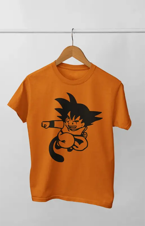 Boy Round Neck Half Sleeve GokuFight - 24-35M / Orange