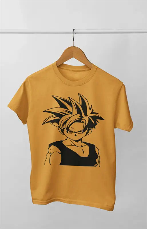 Boy Round Neck Half Sleeve GokuPic - 11Y / Golden Yellow