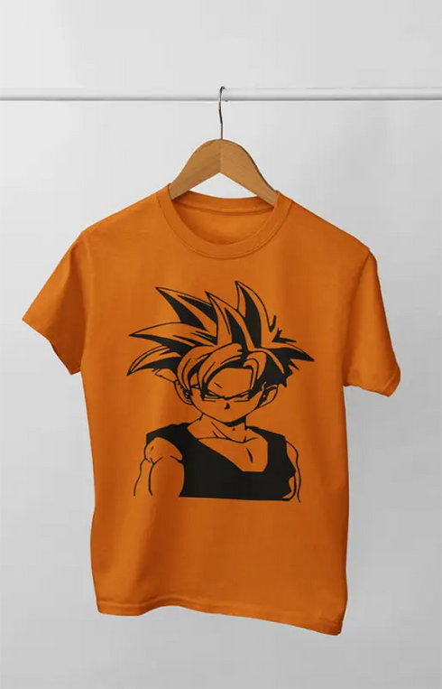 Boy Round Neck Half Sleeve GokuPic - 11Y / Orange