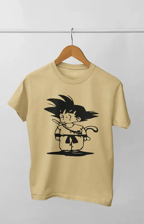 Boy Round Neck Half Sleeve Gokusword - 11Y / Beige