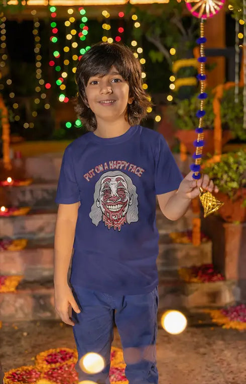 Boy Round Neck Half Sleeve HappyFace - Royal Blue / 24-35