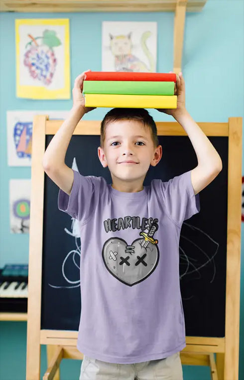 Boy Round Neck Half Sleeve Heartless - Lavender / 24-35