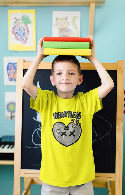 Boy Round Neck Half Sleeve Heartless - New Yellow / 24-35